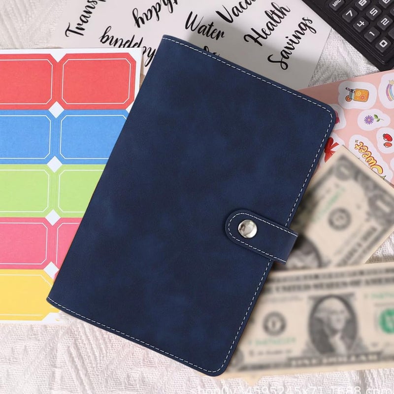 CALFOVERA A6 PU Leather Binder Cover Refillable Soft Cover Travel Journal Notebook Protector Folder 6 Ring Planner Cover Loose Leaf Binder with Divider Pocket for Meeting Filler Paper Cash (Dark Blue) - Image 3